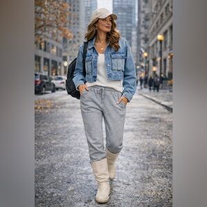 LAST CHANCE HIDDEN Light Wash Cropped Cargo Denim Jacket